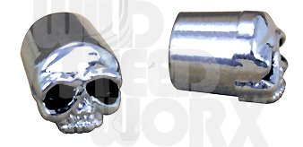 VALVE STEM CAPS SKULL O-RING SEALED CHROMED METAL SOLD AS A PAIR - Click Image to Close