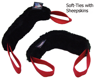SHEEPSKIN COVERED SOFT-TIES 18"LONG X 1-1/2"WIDE,BLACK - Click Image to Close