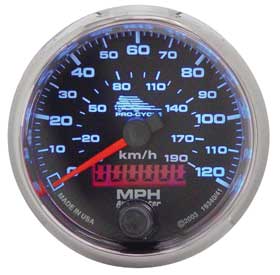 (01) SPEEDOMETER BIG DOG REPLACEMENT CHROME PLATED BLACK FACE - Click Image to Close